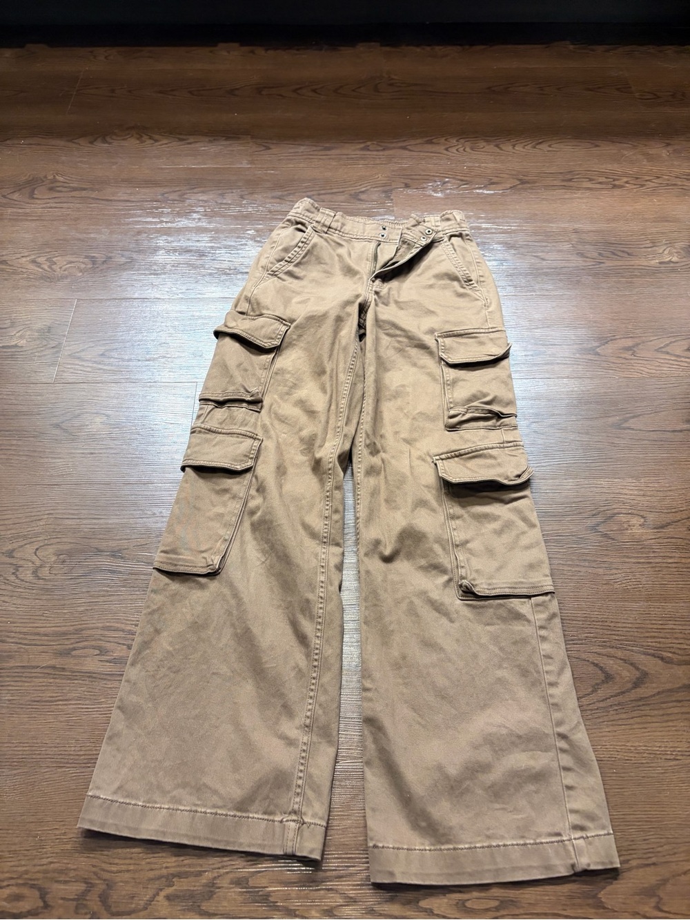 Womens Cargo Pants in Tan - Durable Wide-Leg Workwear